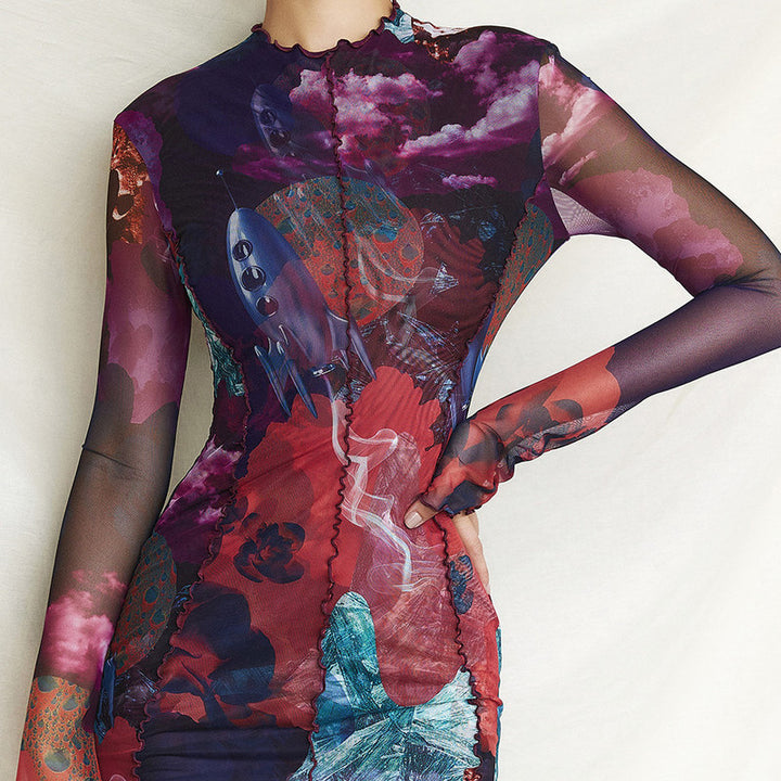 Allover Print Bodycon Dress Image 4