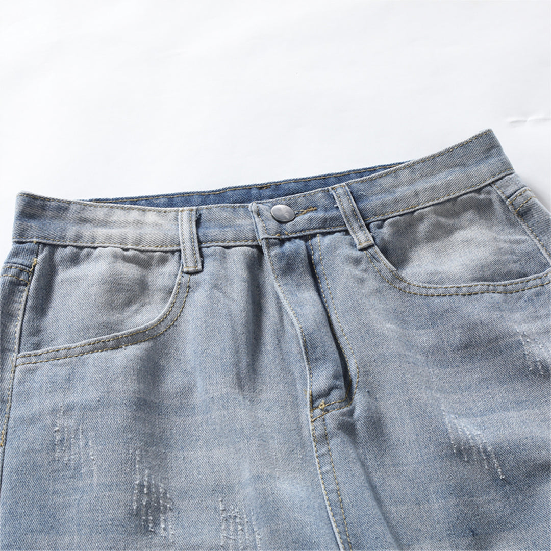 Men Jeans Slim Fit Denim Pants Fashion Blue Mid Waist Zipper Men Trousers Spring Summer Streetwear Image 4