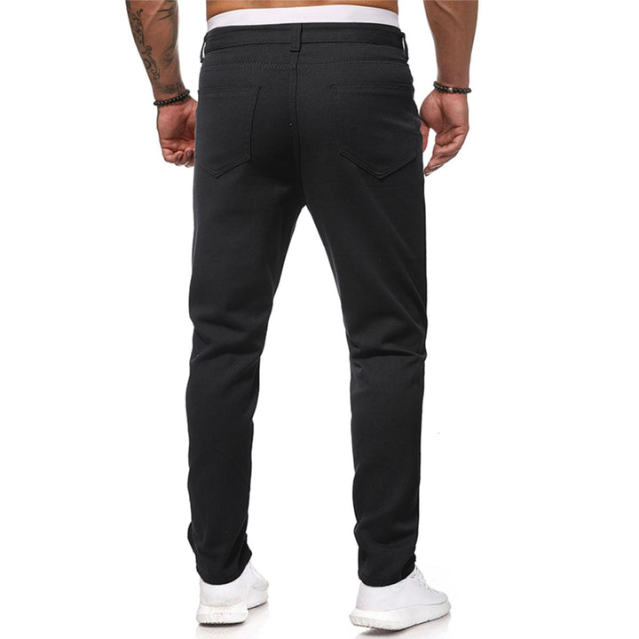 Men Skinny Jeans Slim Fit Ripped Fashion Black Denim Pants Casual Biker Trousers Zipper Summer Streetwear Image 3