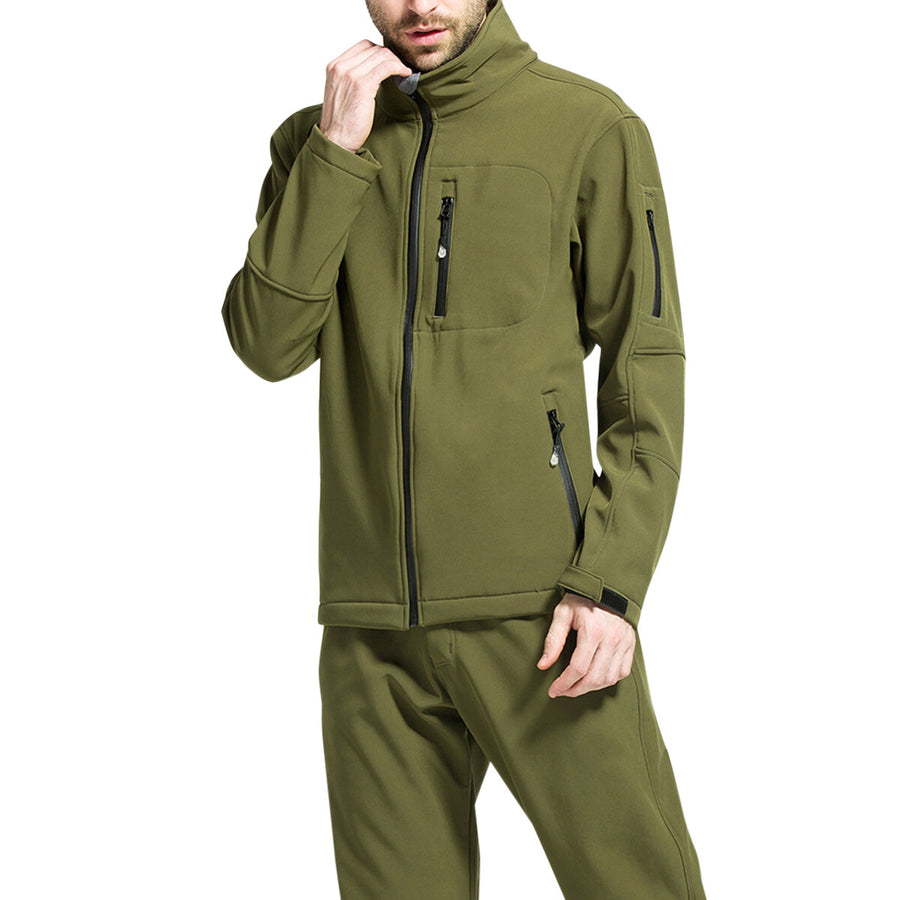 Cloudstyle Jacket Stand Collar Solid Color Zipper Windproof Warm Winter Waterproof Unisex Outerwear Green 3XL Image 1