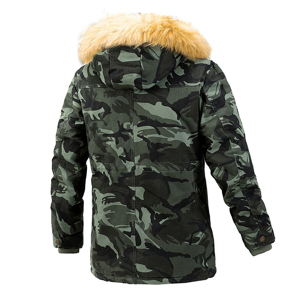 Cloudstyle Men Camouflage Cotton Coat Hooded Thick Long Winter Cozy Warm Image 3