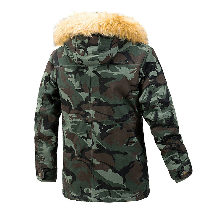 Cloudstyle Men Camouflage Cotton Coat Hooded Thick Long Winter Cozy Warm Image 4