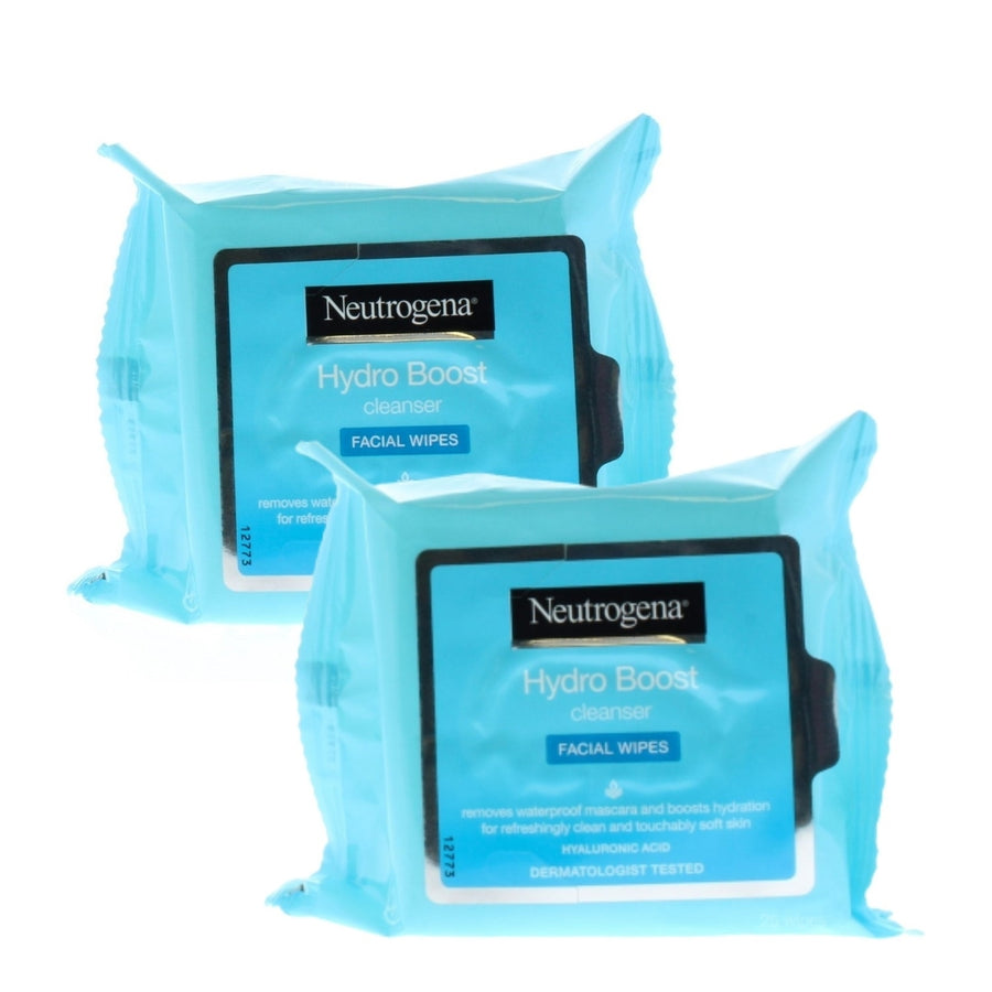 Neutrogena Hydro Boost Cleanser Facial Wipes (2 packs of 25 Wipes- Total 50 Wipes) Image 1