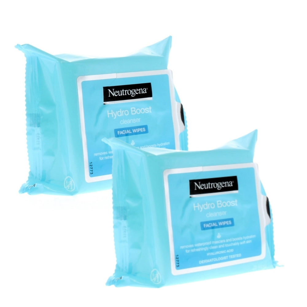 Neutrogena Hydro Boost Cleanser Facial Wipes (2 packs of 25 Wipes- Total 50 Wipes) Image 2
