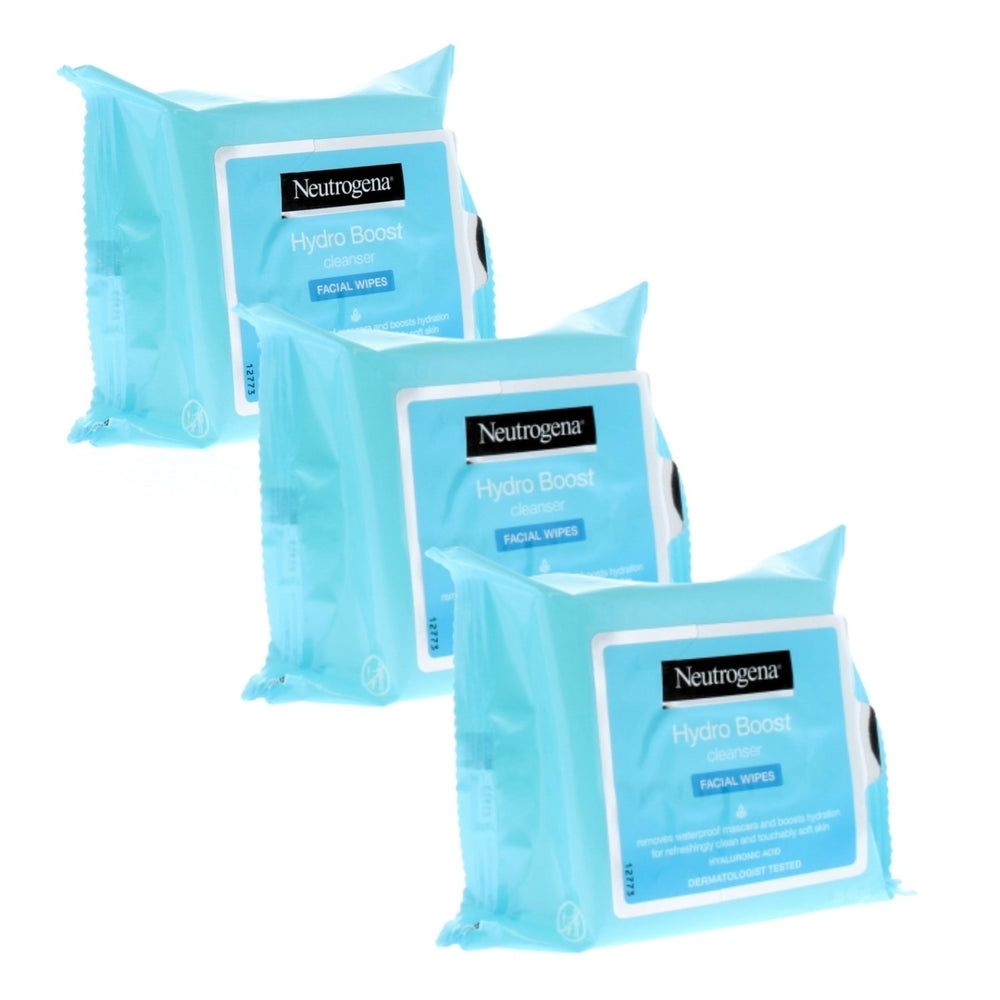 Neutrogena Hydro Boost Cleanser Facial Wipes (3 packs of 25 Wipes- Total 75 Wipes) Image 2