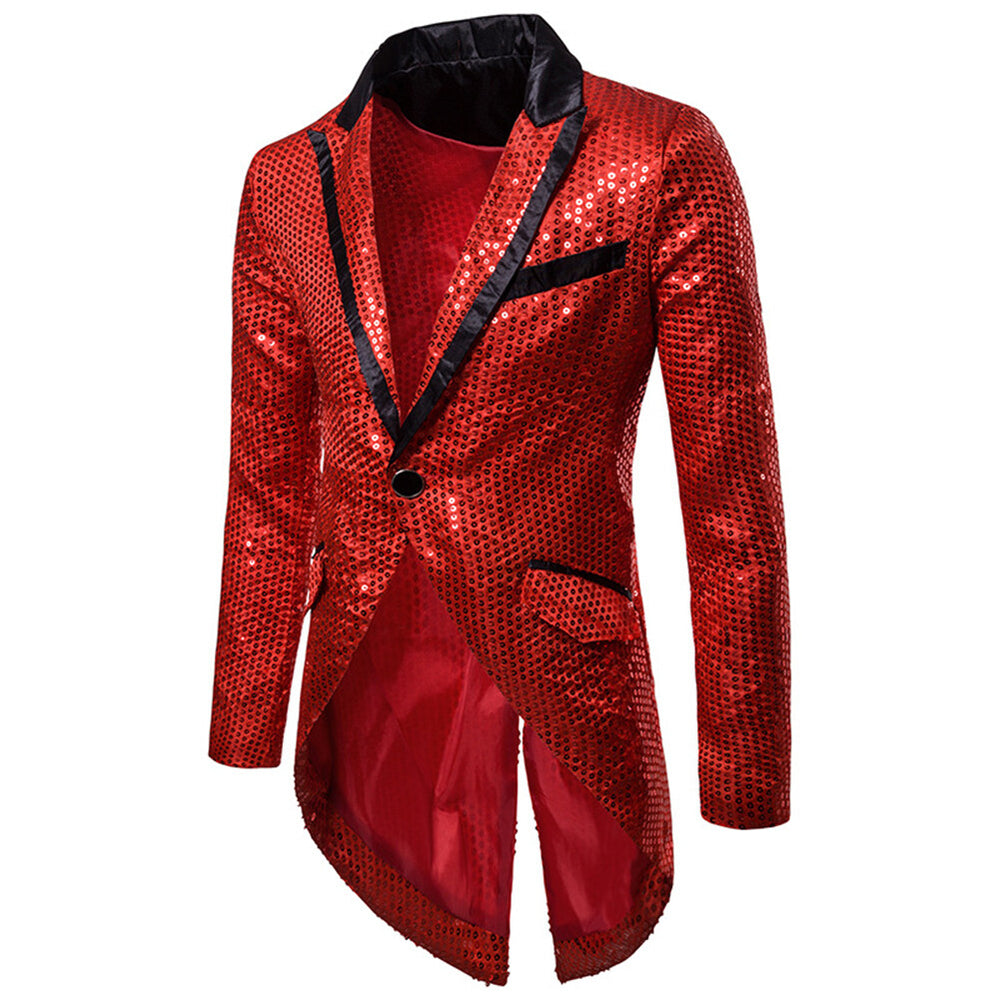 Cloudstyle Mens Sequin Tailcoat Tuxedo Party Banquet Image 2