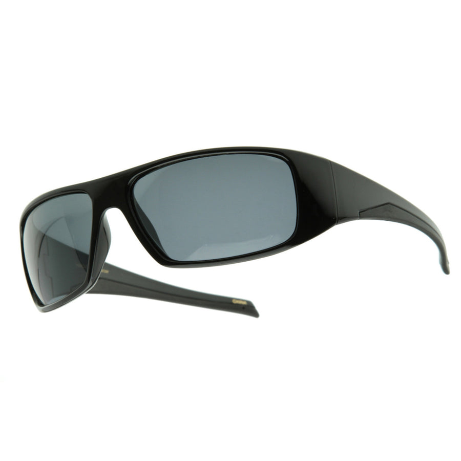 Bold Polarized Sports Wrap Sunglasses Rectangular Frame Model 8267 Acetate Grip Image 1