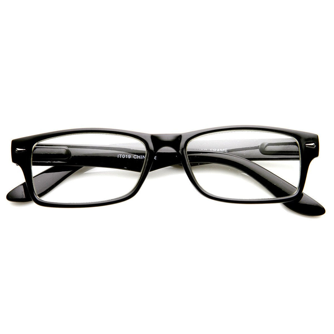 Casual Fashion Horned Rim Rectangular Frame Clear Lens Eye Glasses - 8715 Image 4