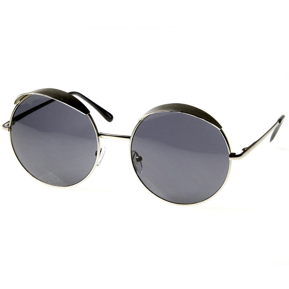 Chic Metal Round Circle Womens Fashion Oversized Eyelid Sunglasses - 8626 Image 1