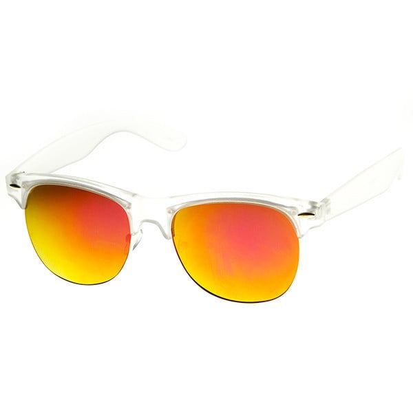 Classic Half Frame Flash Mirror Lens Horned Rim Sunglasses - 8927 Image 4