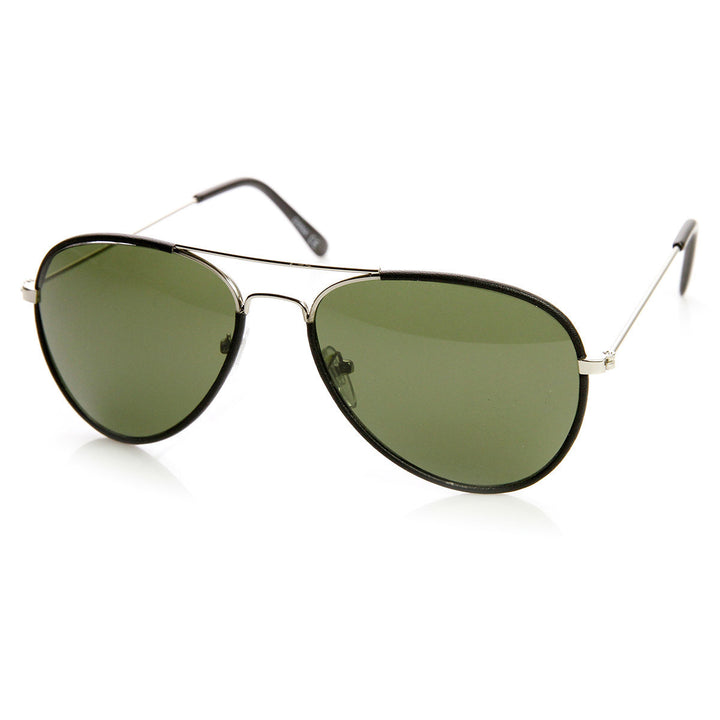 Classic Metal Two-Tone Pilot Teardrop Aviator Sunglasses - 9324 Image 1