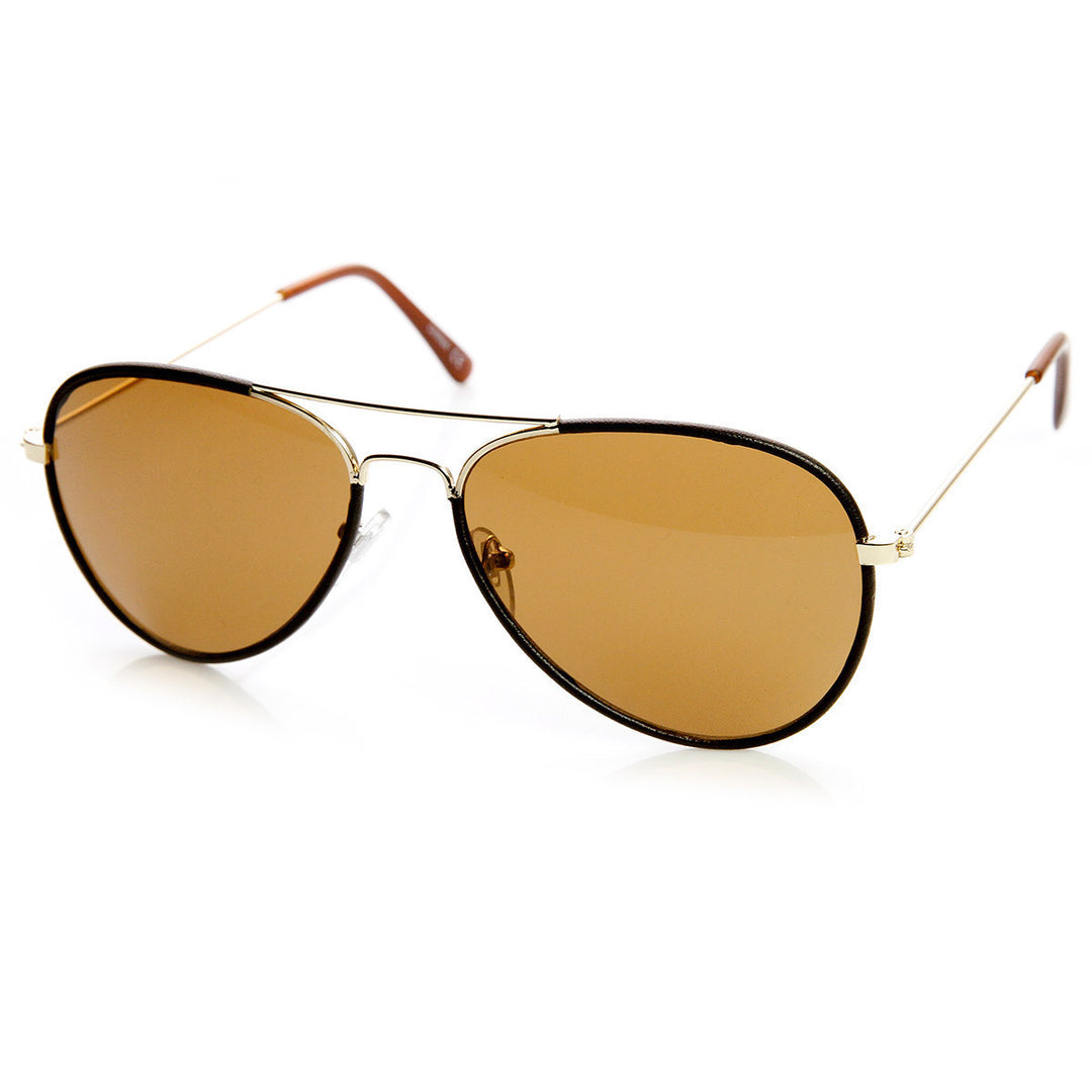 Classic Metal Two-Tone Pilot Teardrop Aviator Sunglasses - 9324 Image 3