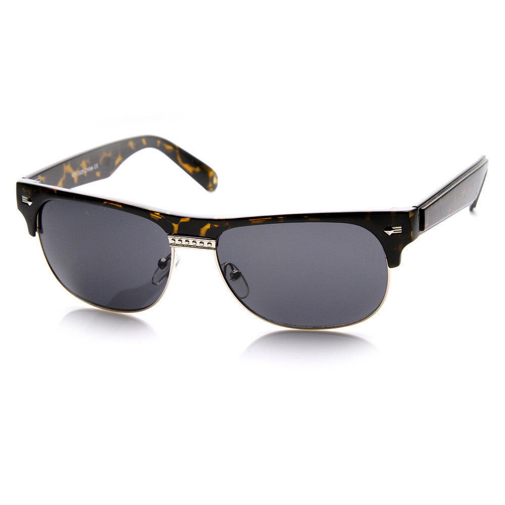 Classic Oval Half Frame Horned Rim Horned Rim Sunglasses - 8761 Image 1