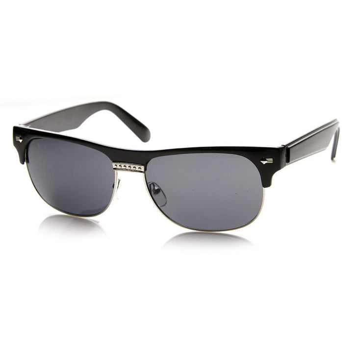 Classic Oval Half Frame Horned Rim Horned Rim Sunglasses - 8761 Image 2