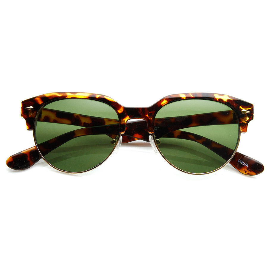 Classic Semi-Rimless Horned Rim Sunglasses 8819 Acetate UV Protection Retro Image 1