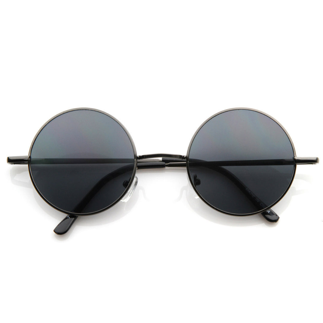 Lennon Style Round Circle Metal Sunglasses w/ Color Lens Tint - 8594 Image 4