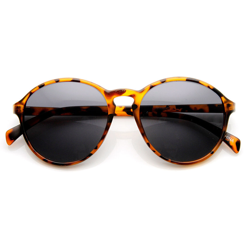 Matte Finish Retro Keyhole Bridge P3 Frame Round Sunglasses - 9178 Image 2