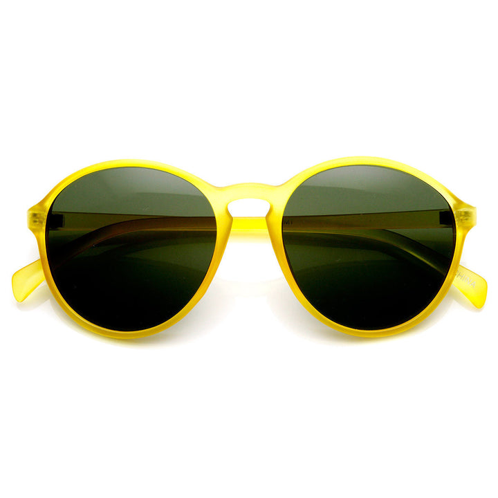 Matte Finish Retro Keyhole Bridge P3 Frame Round Sunglasses - 9178 Image 4