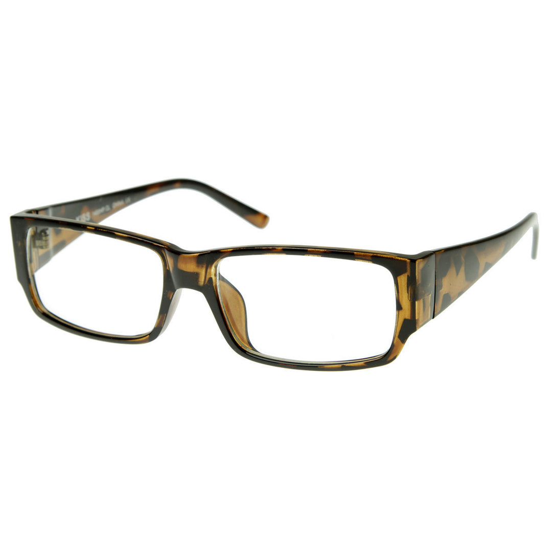 Modern Clean and Basic Rectangular Reading RX-able Clear Lens Eyewear Glasses - 8035 Image 2