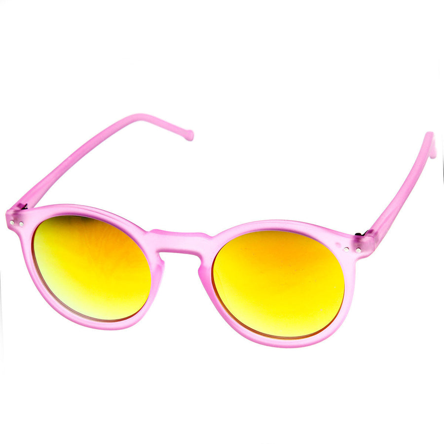 Retro Round Horned Rim Sunglasses Color Mirror Lenses UV400 Protection 8932 Image 1