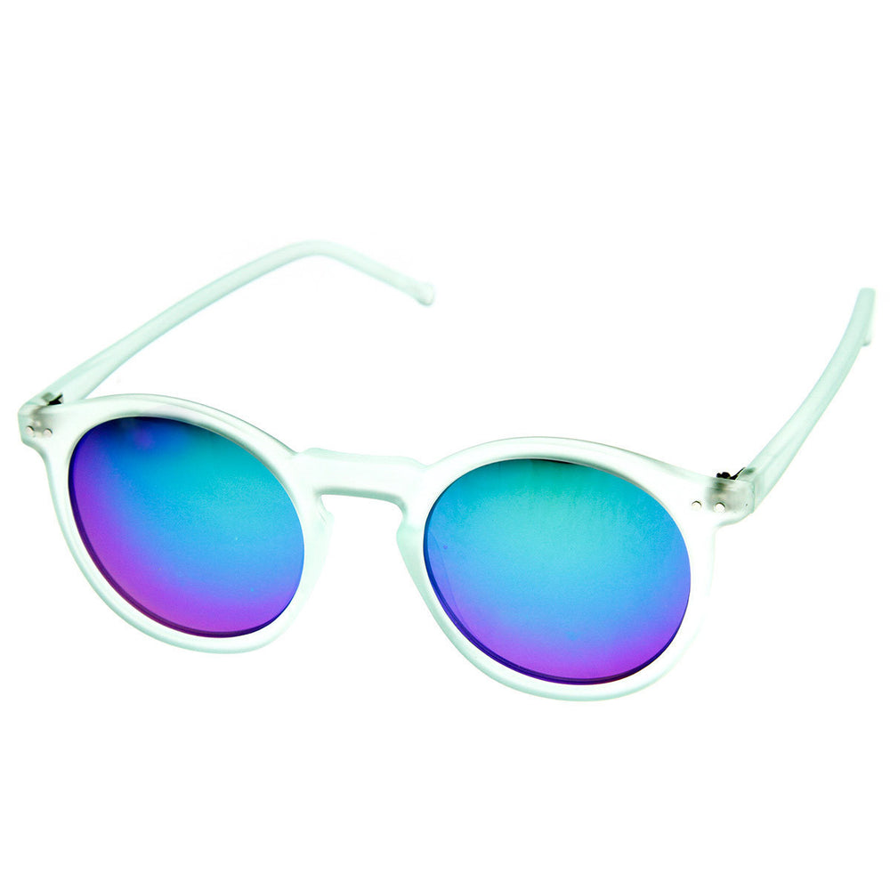 Retro Round Horned Rim Sunglasses Color Mirror Lenses UV400 Protection 8932 Image 2