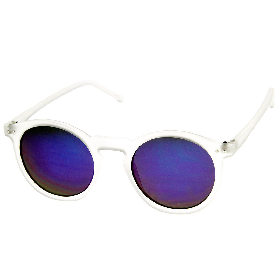 Retro Fashion P3 Frame Color Lens Round Horned Rim Sunglasses - 8932 Image 4