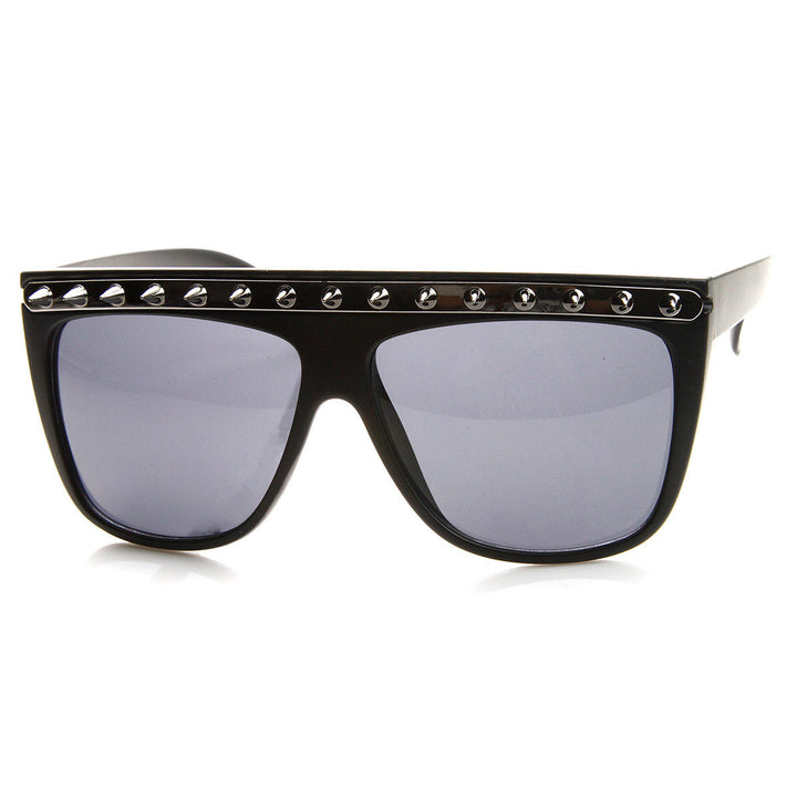 Spiked Fashion Metal Accent Flat Top Horned Rim Sunglasses - 8931 Image 4