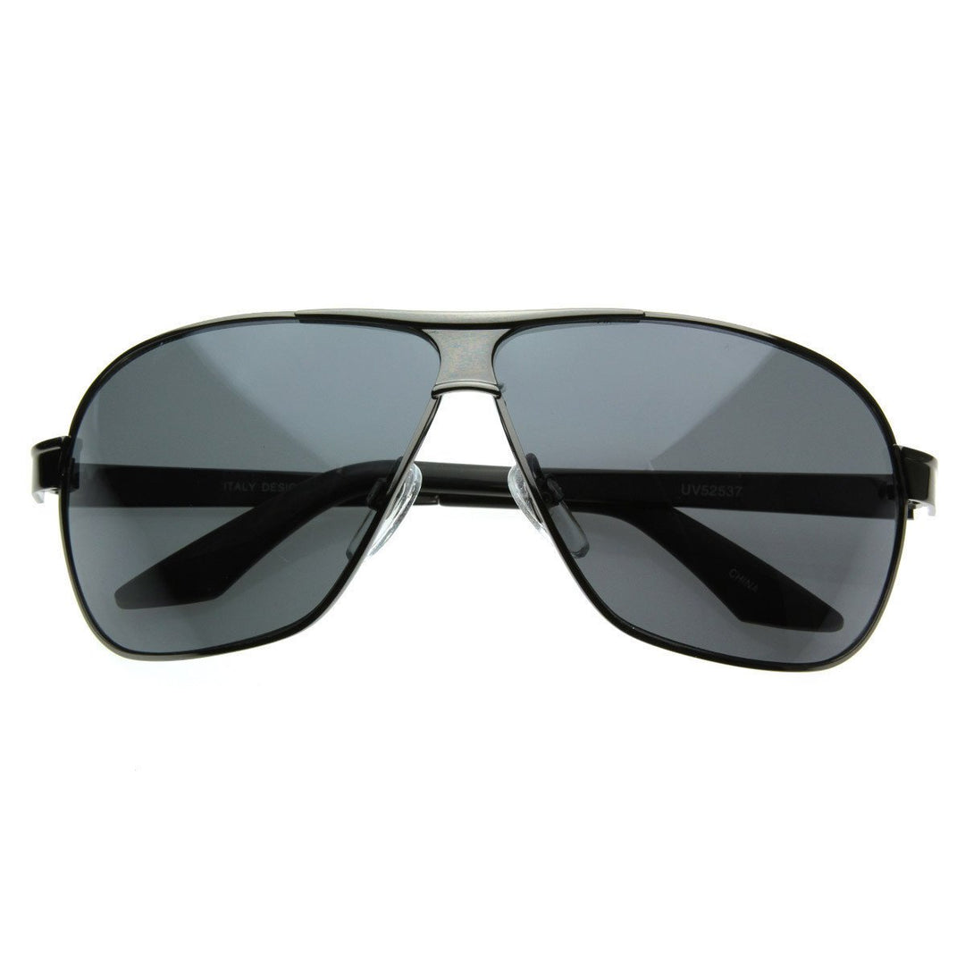 Square Aviator Large Metal Aviator Sunglasses - 1574 Image 2