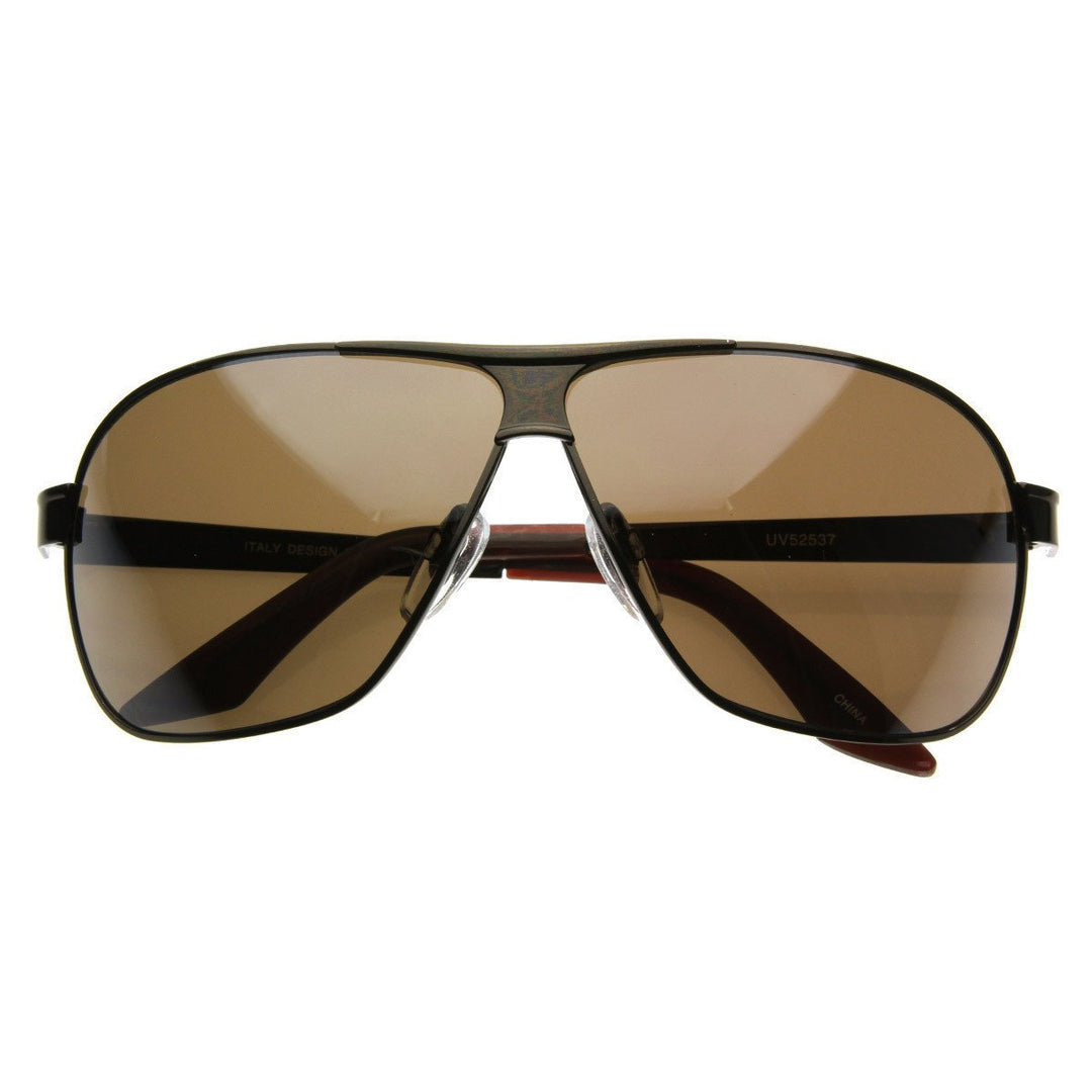 Square Aviator Large Metal Aviator Sunglasses - 1574 Image 3