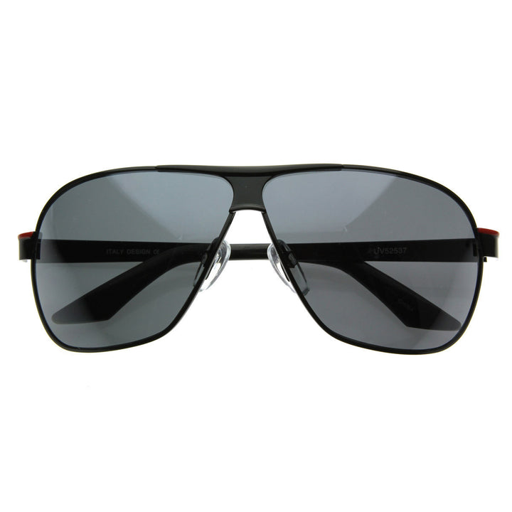 Square Aviator Large Metal Aviator Sunglasses - 1574 Image 4