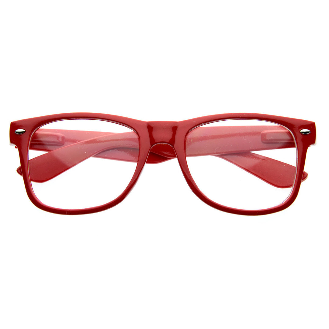Standard Retro Clear Lens Nerd Geek Assorted Color Horned Rim Glasses - 2873 Image 2