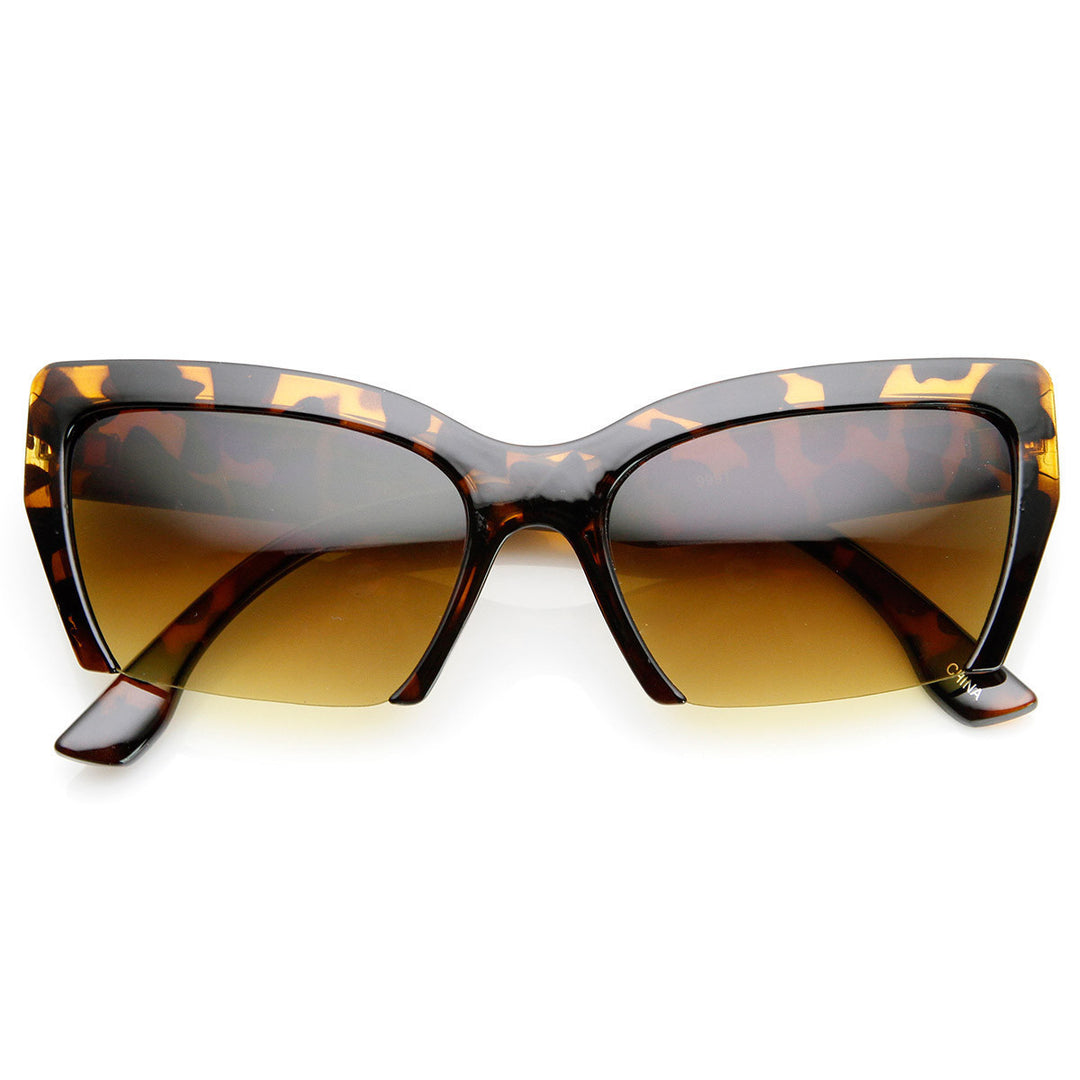 Womens Mod Fashion Semi-Rimless Cat Eye Sunglasses - 9228 Image 1
