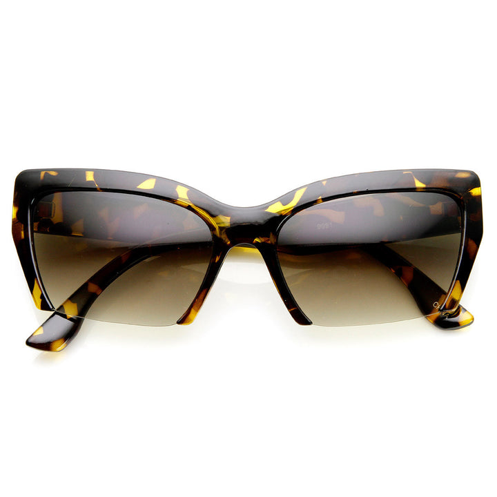 Womens Mod Fashion Semi-Rimless Cat Eye Sunglasses - 9228 Image 2