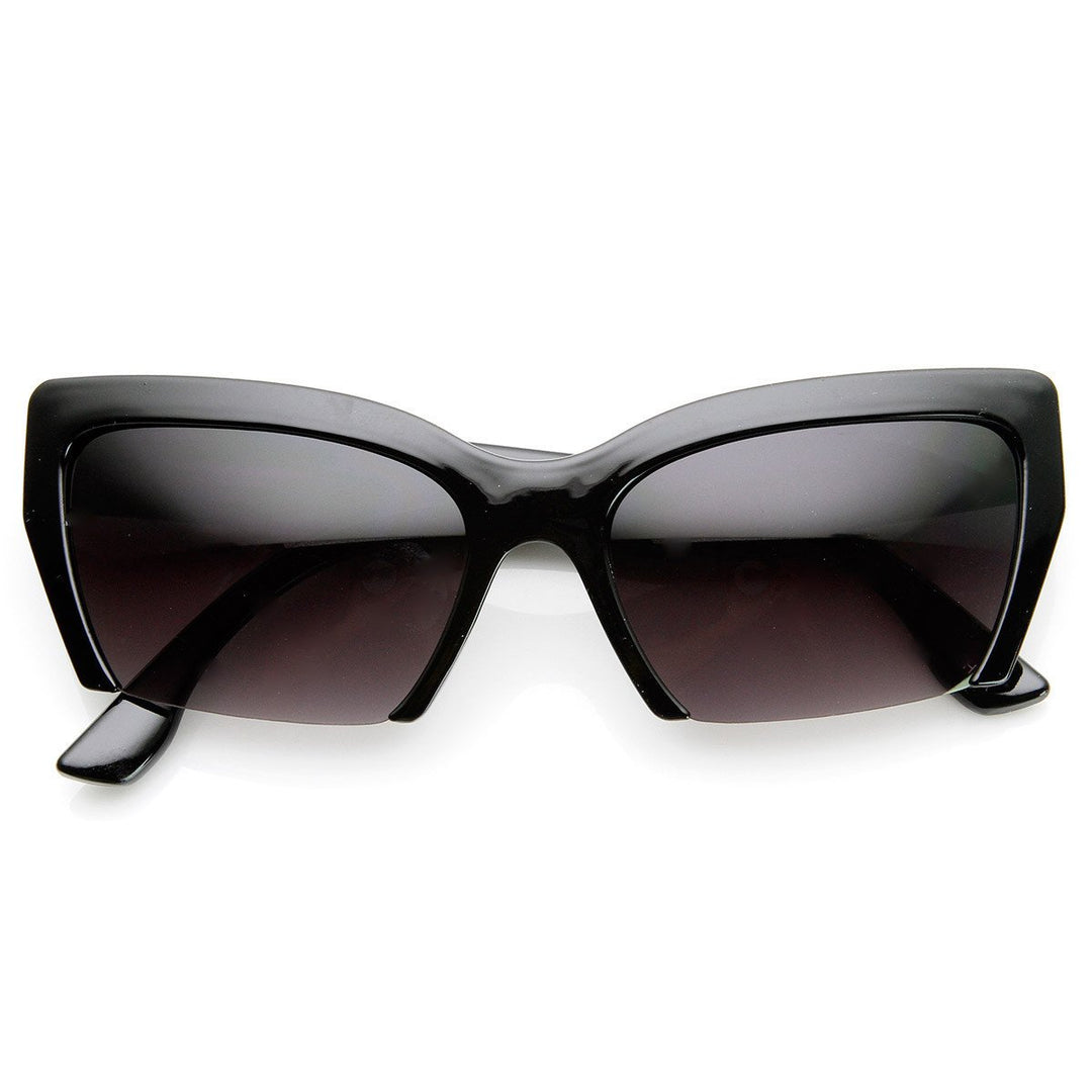 Womens Mod Fashion Semi-Rimless Cat Eye Sunglasses - 9228 Image 3