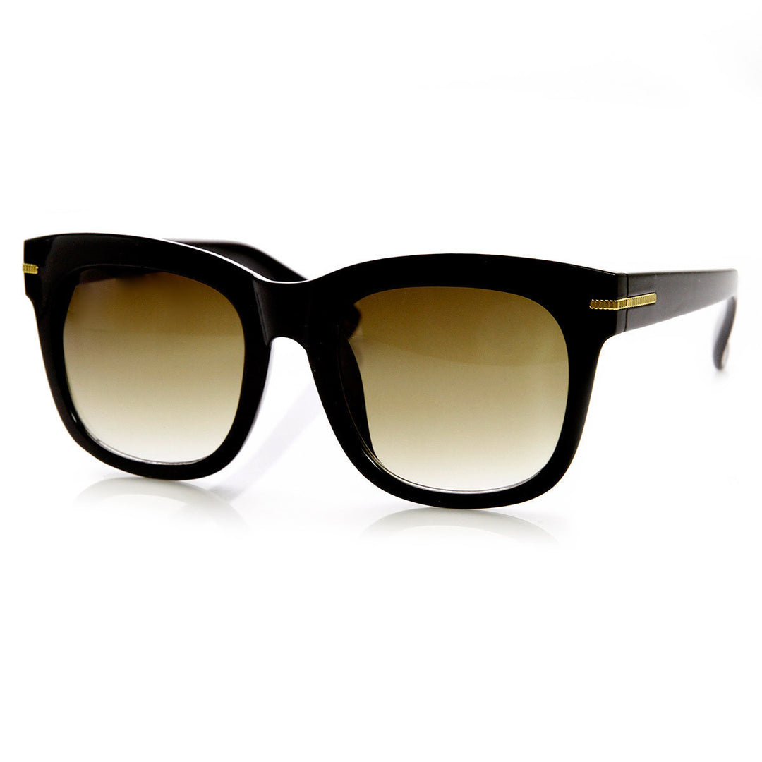 Womens Oversize Bold Rim Mod Horned Rim Sunglasses - 9301 Image 4
