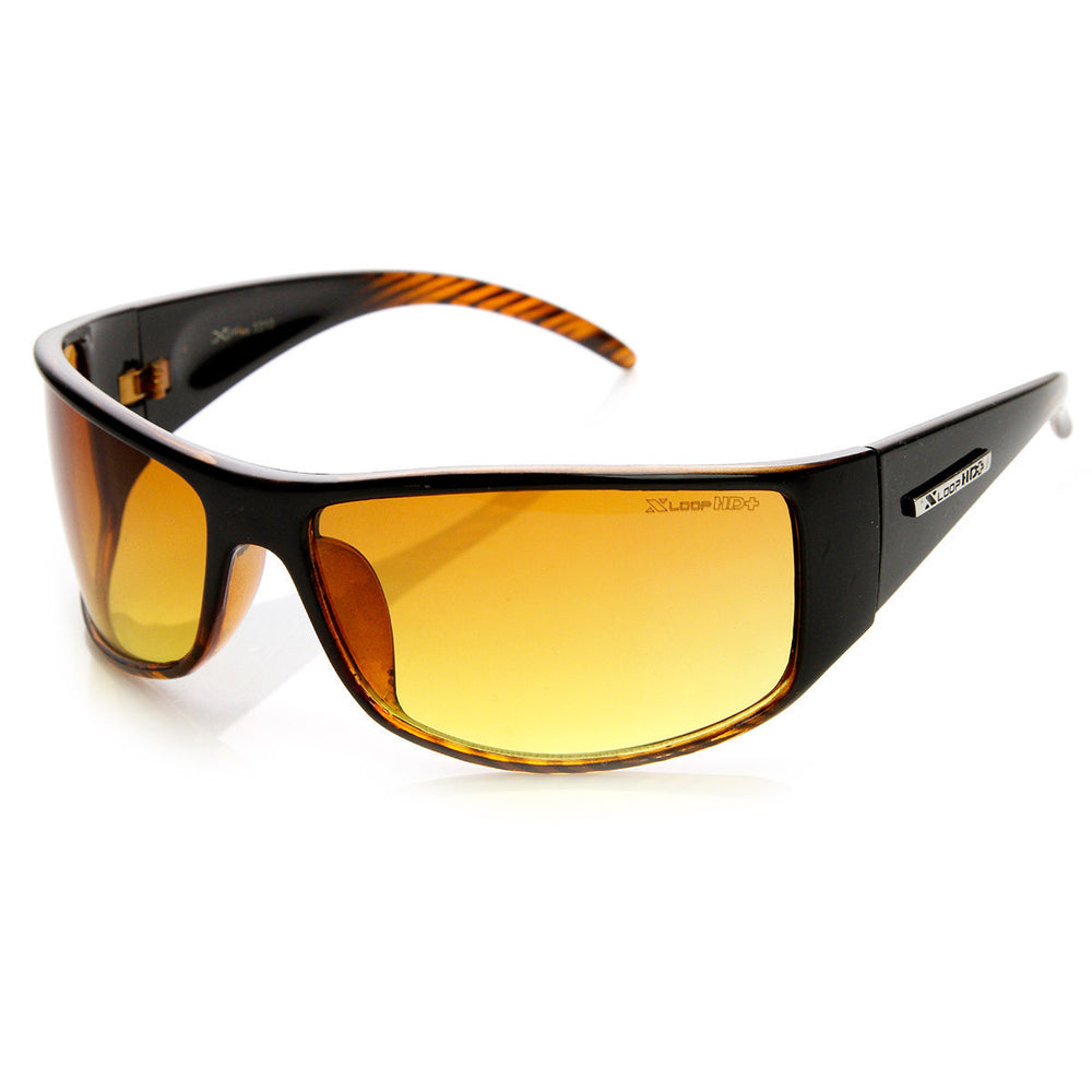 Large Rectangular HD Driving Lens Sports Wrap Sunglasses - 8667 Image 2