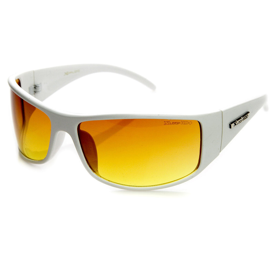Large Rectangular HD Driving Lens Sports Wrap Sunglasses - 8667 Image 3