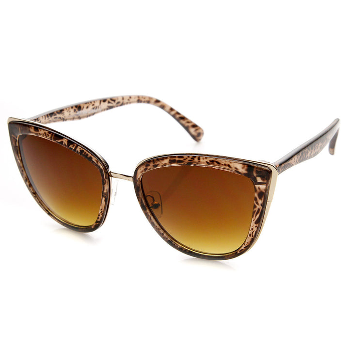 Womens Oversized Metal Plastic Cat Eye Sunglasses - 9207 Image 4