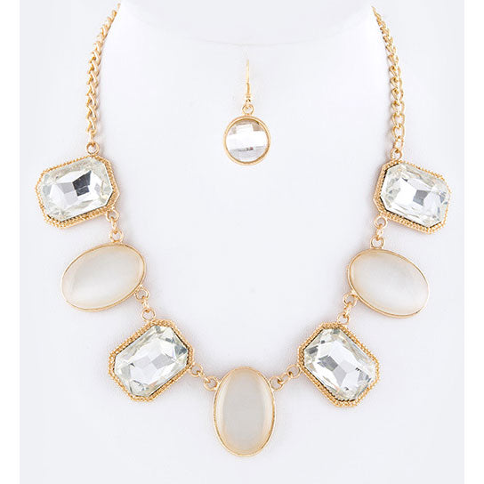 Crystal with Gem Jeweled Statement Necklace Set Image 2