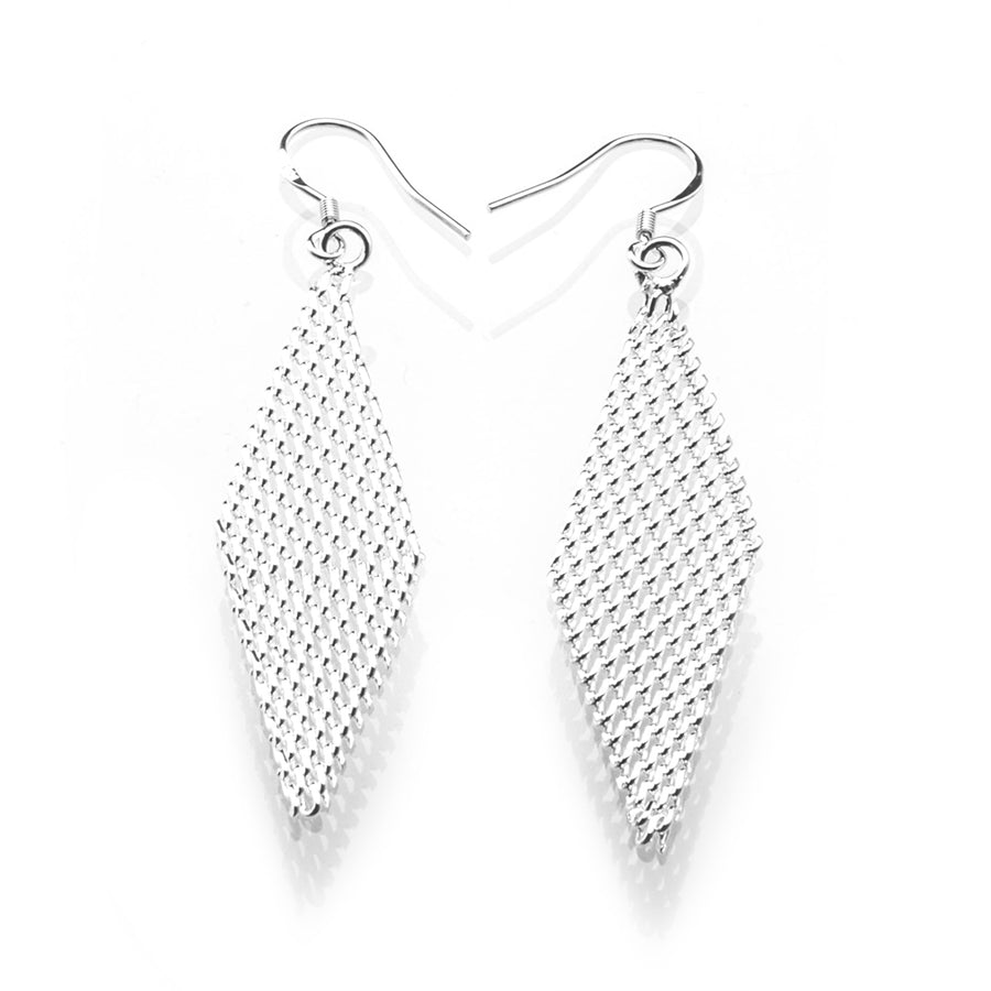Silver Plated Prismatic Mesh Dangle Earring Image 1