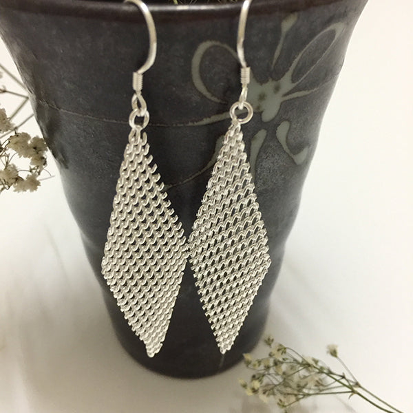 Silver Plated Prismatic Mesh Dangle Earring Image 2