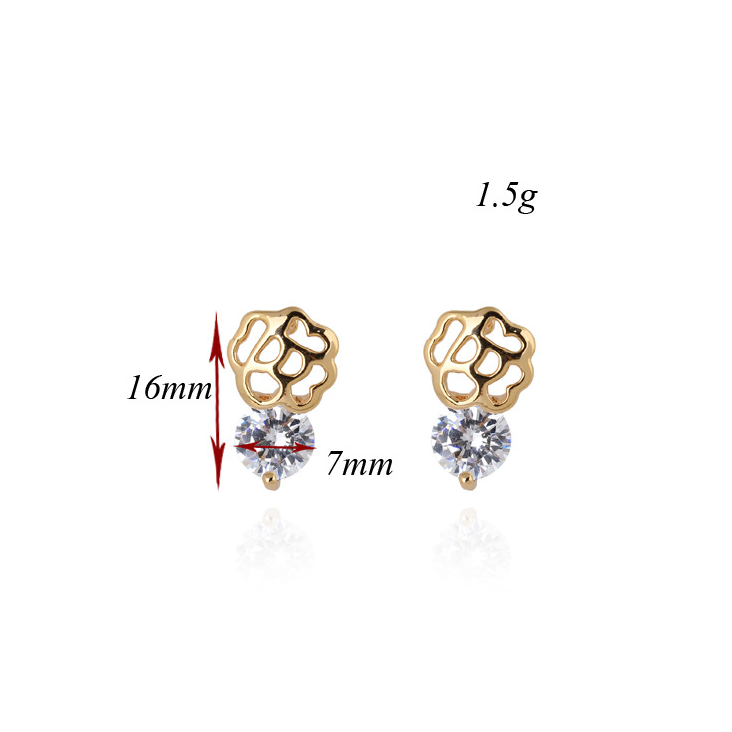 18k Yellow gold overlay sterling silver 1.33ct CZ Diamond rose stub earrings Image 2