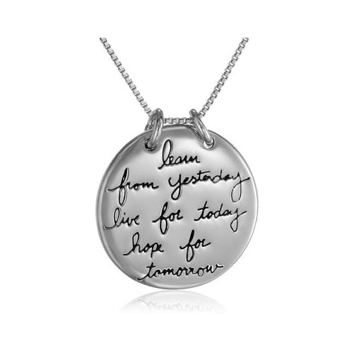 Hand Stamped Silver/Gold Necklace "Learn From Yesterday,Live For Today Hope For Tomorrow " Image 1