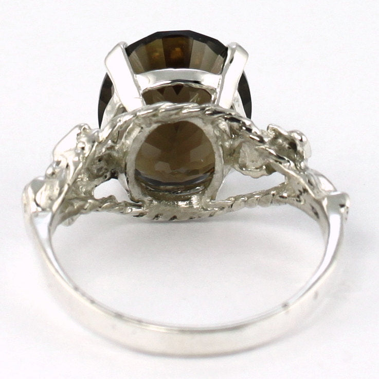 SR154, 12x10mm Smoky Quartz, 925 Sterling Silver Angel Ring Image 4