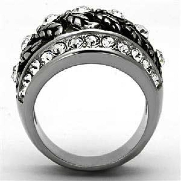 Womens Stainless Steel 316 Antique Style Crystal Dome Fashion Ring Image 3