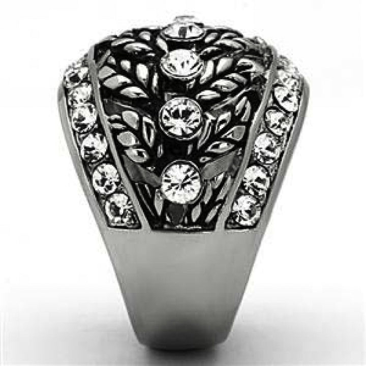 Womens Stainless Steel 316 Antique Style Crystal Dome Fashion Ring Image 4