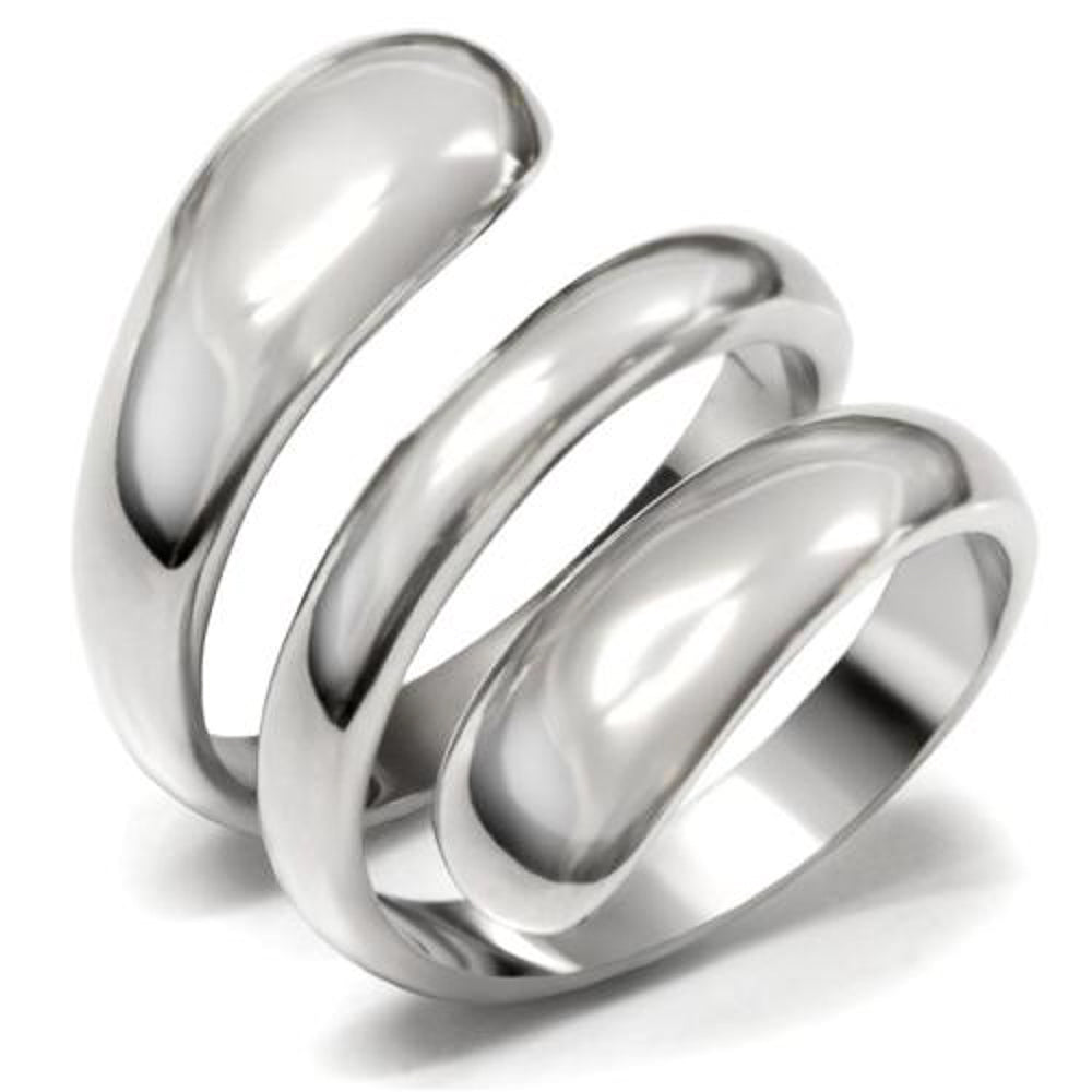 Womens Stainless Steel 316 High Polished Spiral Fashion Ring Image 1