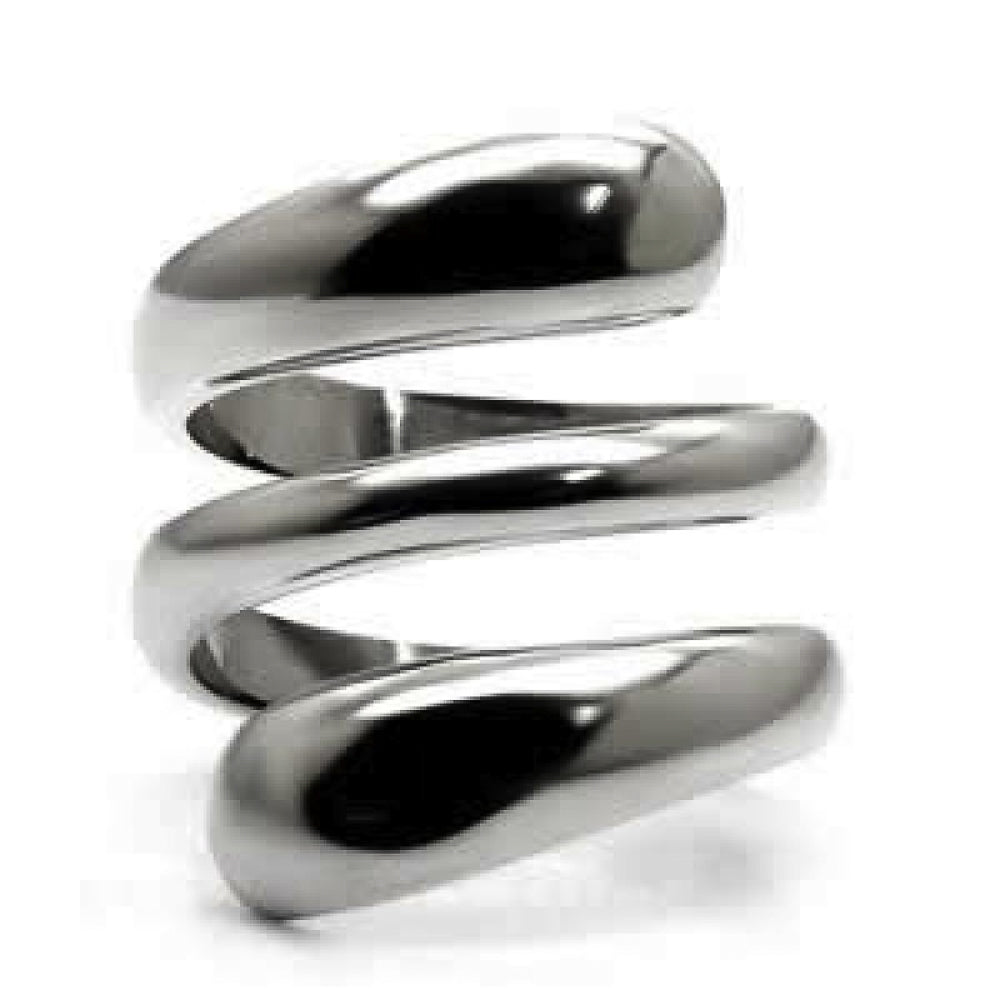 Womens Stainless Steel 316 High Polished Spiral Fashion Ring Image 2