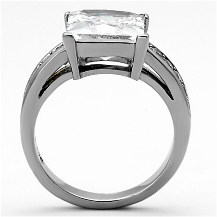 Womens Stainless Steel 316 Princess Cut 5.95 Carat Zirconia Engagement Ring Image 3