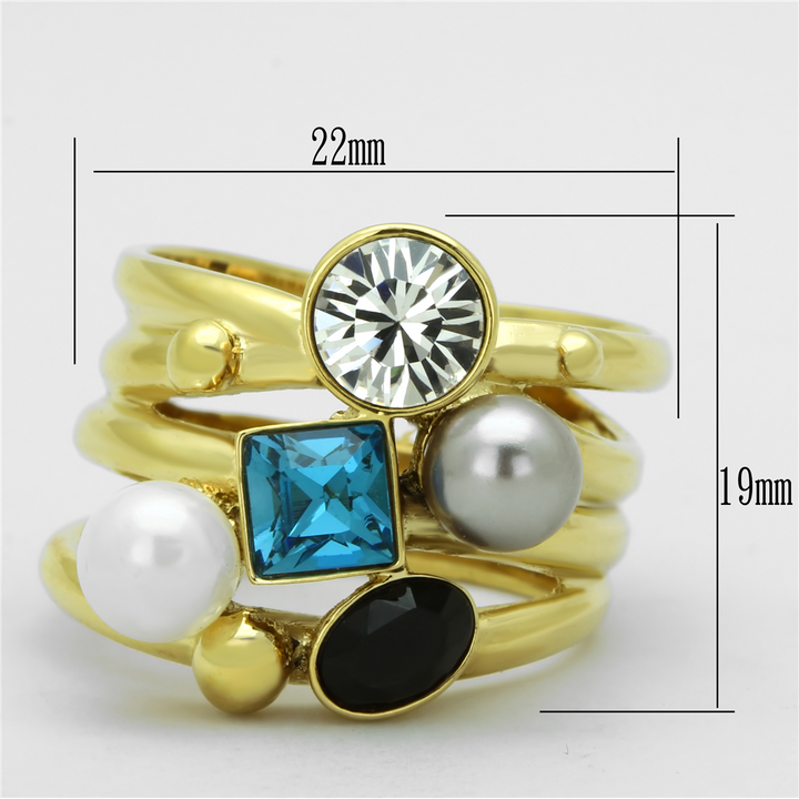 Womens Stainless Steel 316 Gold Plated Cocktail Cluster Fashion Ring Image 2